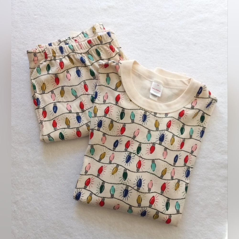HANNA ANDERSSON Holiday Christmas Pajama Set, Organic Cotton Bright Lights, XXL